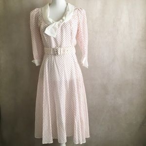 ❤️ Vintage 1980s Polka Dot Midi Dress